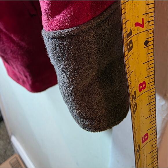 Vtg 90s Y2K Colorblock Stripped Leather Trench Coat Hood Outdoor Exchange L Read - Picture 11 of 15